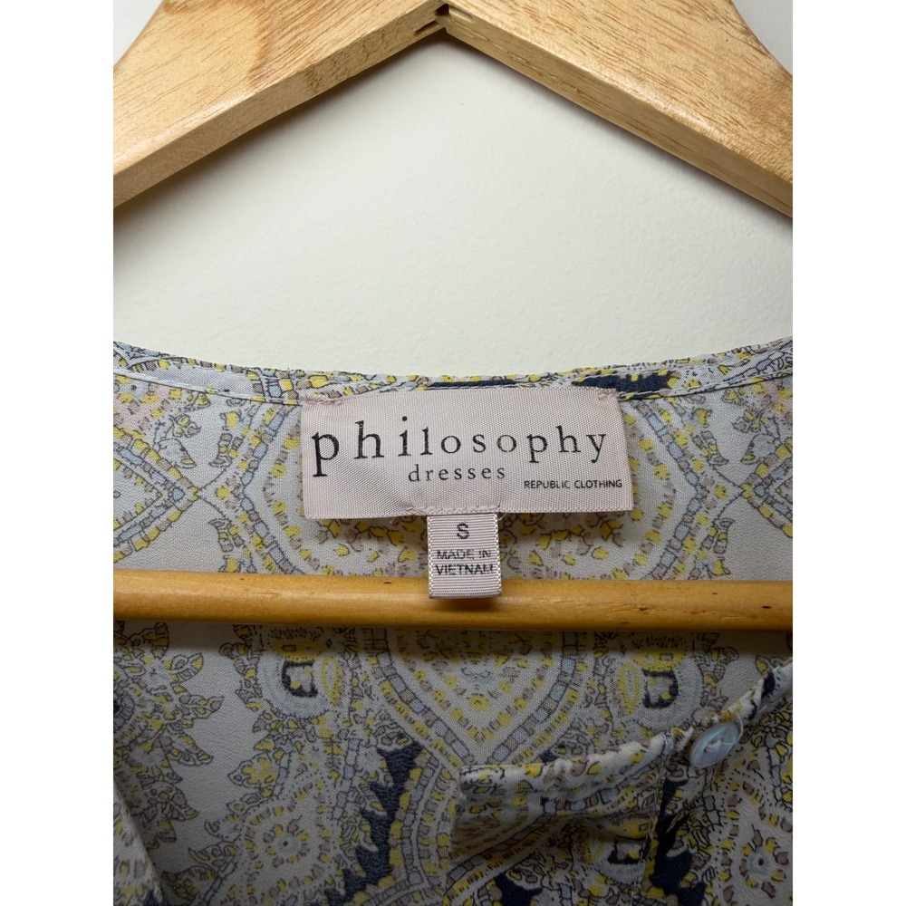 Philosophy Casual shift Dress Boatneck Short Sleeve Paisley Print Dress Size S - Picture 6 of 8